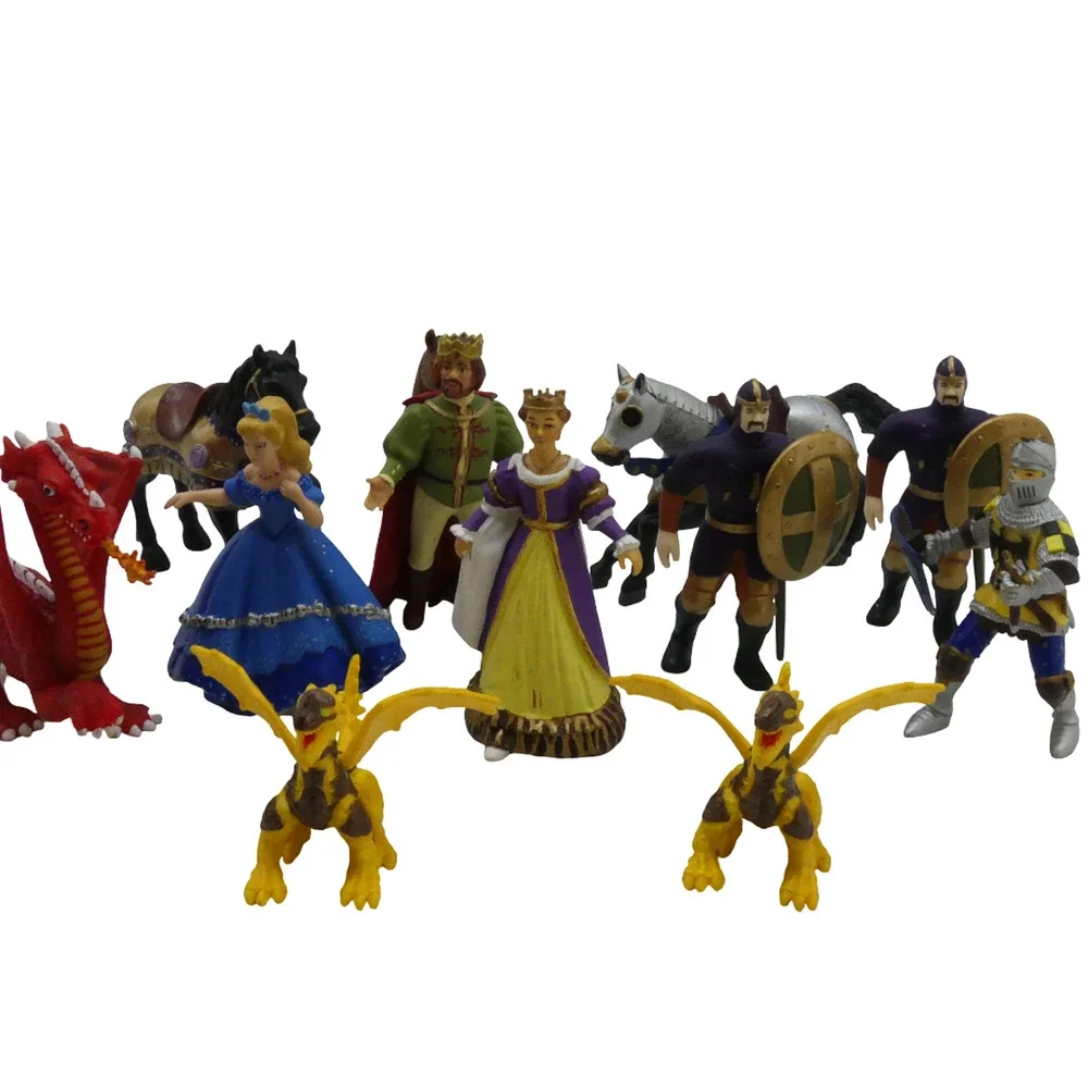 Lot of 12 Fantasy Medieval Figure Collection Dragons Knights Princess Horse Toy